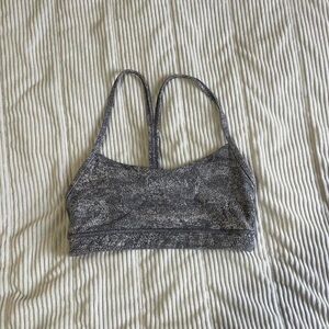 Grey and White Lululemon Flow Y Bra